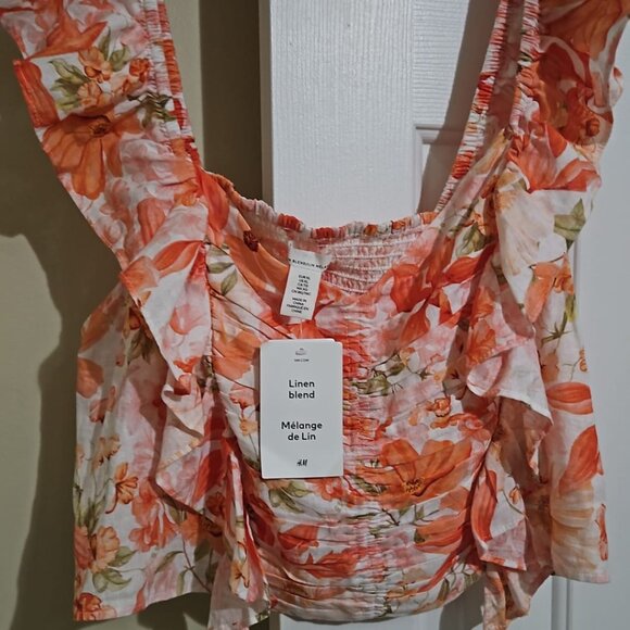 h&m linen blend cropped top - nwt - Picture 2 of 7